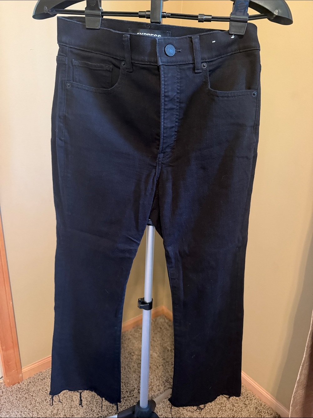 Express Black Women's Cropped Flare Jeans